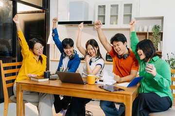 Education knowledge and university concept - group of students reading and preparing for exams on holiday.