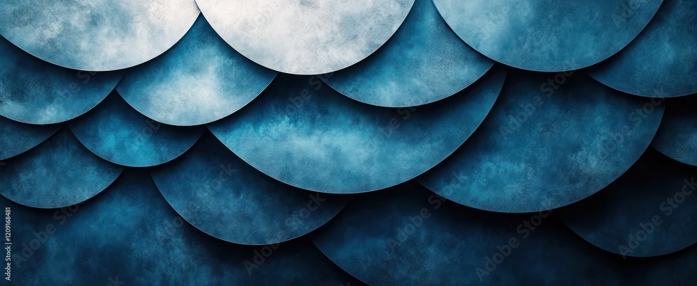 Poster Abstract Composition of Overlapping Circles with Soft Lighting and Textured Gray Background
