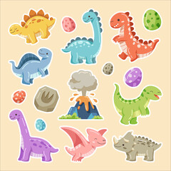 Cute little baby cartoon dinosaurs