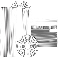 Round aesthetic hand drawn Contemporary printable pattern with abstract Minimal elegant line brush stroke trandy. Boho background in minimalist mid century style vector