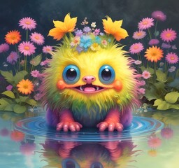 Illustration of fluffy and cute small monster.