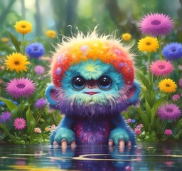 Illustration of fluffy and cute small monster.