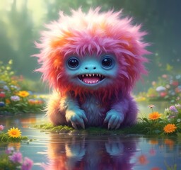 Illustration of fluffy and cute small monster.