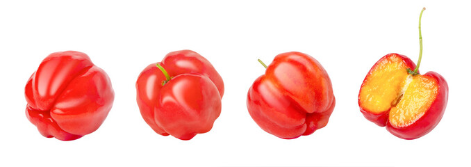 Acerola cherry isolated on transparent png background