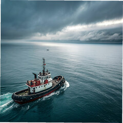 tugboat floating in the ocean