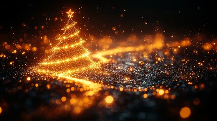 Sparkling christmas tree glow magical winter wonderland digital art holiday spirit nighttime festive celebration
