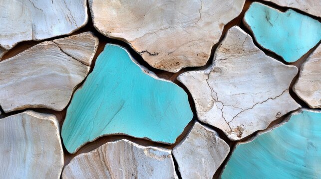 Turquoise and Beige Stone Mosaic