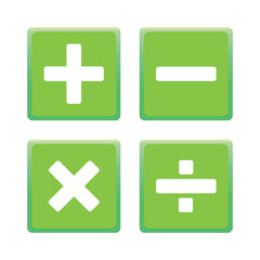 Fototapeta premium Vector illustration of addition, subtraction, multiplication and division mathematical symbols on white background. For educational books.