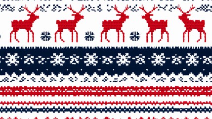 Festive holiday pattern featuring red reindeer cozy winter environment digital textile design warm colors