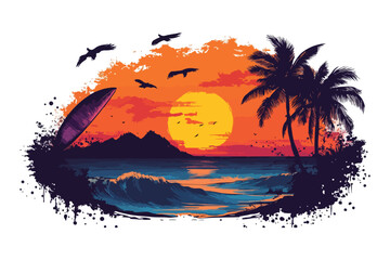 tropical island with palms t shirt bundle vector art design