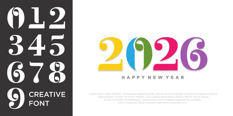 Happy new year 2026 design,2026 logo text design. new year celebration concept . Vector illustration
