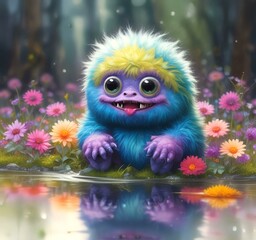 Illustration of fluffy and cute small monster.