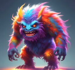 Obraz premium Illustration of fluffy and cute small monster.