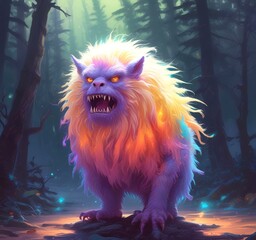 Fototapeta premium Illustration of fluffy and cute small monster.