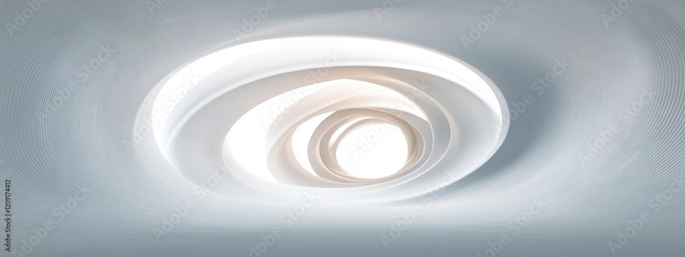 Poster abstract minimalist tunnel design with white curves and soft light