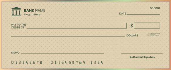Blank bank check template. Bank check. Blank check with open space for your text
