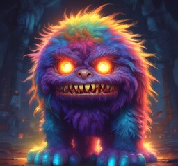 Illustration of fluffy and cute small monster.