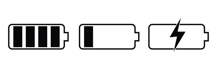 Battery icon set. battery charge level. battery Charging icon. vector illustration.