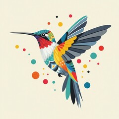 Obraz premium Fantasy world. Illustration of paradise hummingbird bird isolated on a light background. Abstract drawing.
