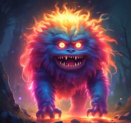 Illustration of fluffy and cute small monster.