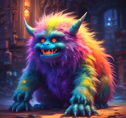 Obraz premium Illustration of fluffy and cute small monster.