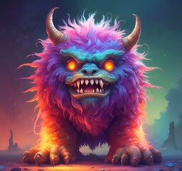 Naklejka premium Illustration of fluffy and cute small monster.