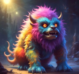 Naklejka premium Illustration of fluffy and cute small monster.
