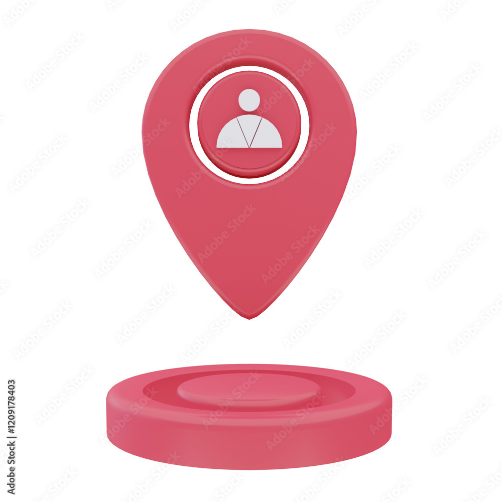 Poster 3d illustration customer location pin for logistic icons and symbols.3d render.