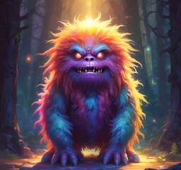 Obraz premium Illustration of fluffy and cute small monster.