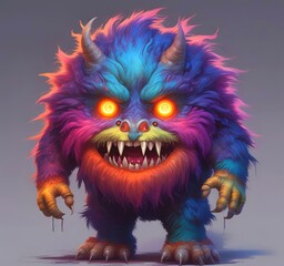 Fototapeta premium Illustration of fluffy and cute small monster.