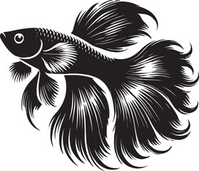 Big Arowana fish vector illustration silhouette isolated on white background