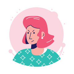 Angry woman profile icon, perfect for social media or website graphics