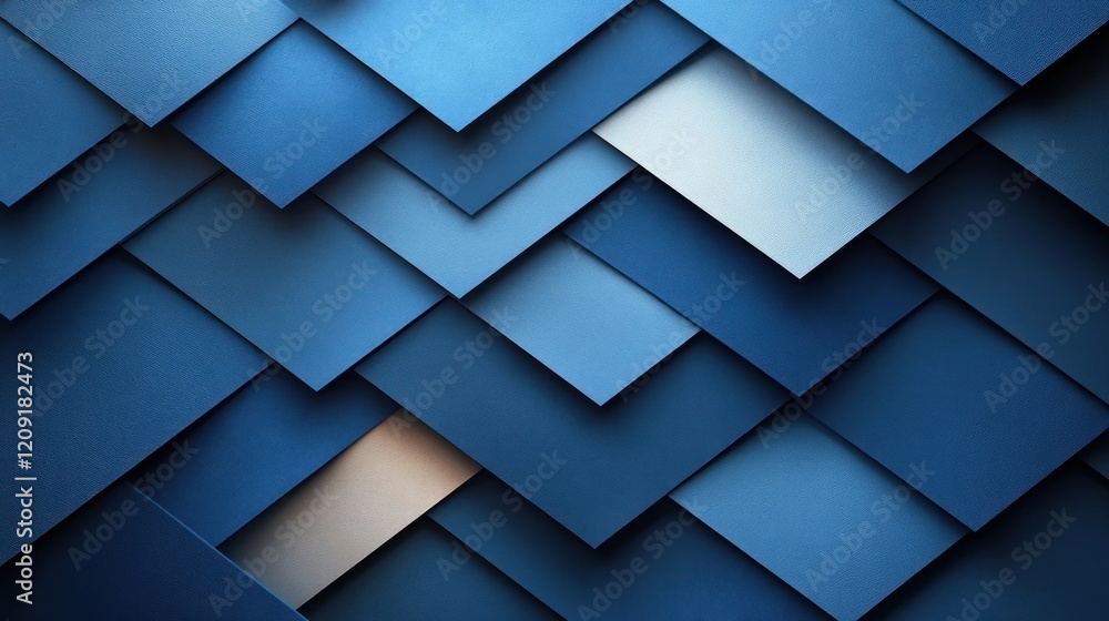 Aufkleber Abstract Blue Geometric Pattern Background with Curved Lines and Stripes Layered in Modern Art Style