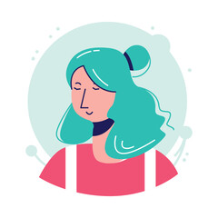 Stylish woman with vibrant hair in a portrait illustration