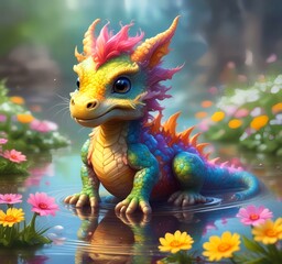 Illustration of adorable baby dragon.