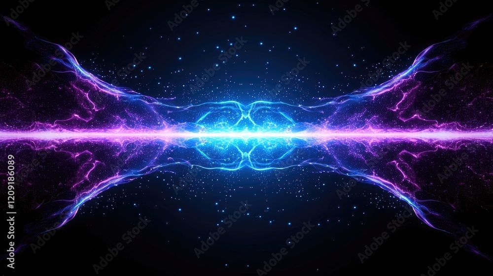 Aufkleber dynamic energy burst cosmic space abstract art digital environment frontal view visual concept