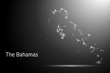 Abstract Mash Line and Point Scales on The Dark Gradient Background With Map of Bahamas. 3D Mesh Polygonal Network Connections. Vector illustration eps 10.	
