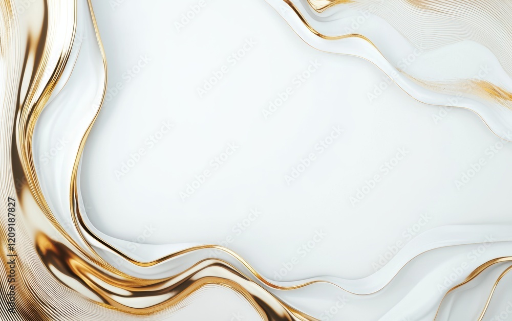 Poster a smooth, abstract background featuring flowing lines in gold and white, creating an elegant and mod