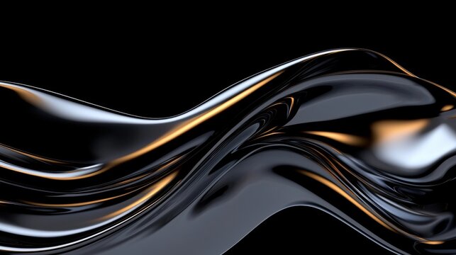 A digital illustration of a flowing, metallic surface with a gradient of black and gold.