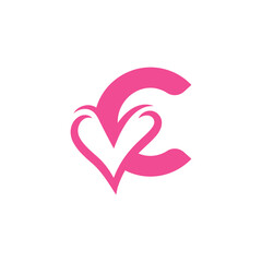 initial letter c heart negative space logo