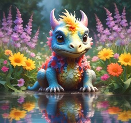 Illustration of adorable baby dragon.