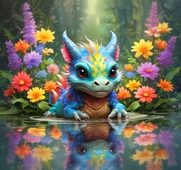Illustration of adorable baby dragon.