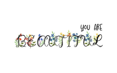 You are Beautiful（あなたは美しい）の、手書き風のロゴマーク
