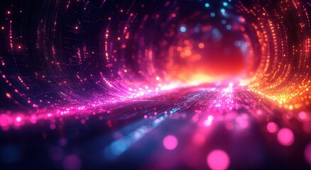 Futuristic Digital Landscape with Glowing Connections and AI Elements in Abstract Cyber Design