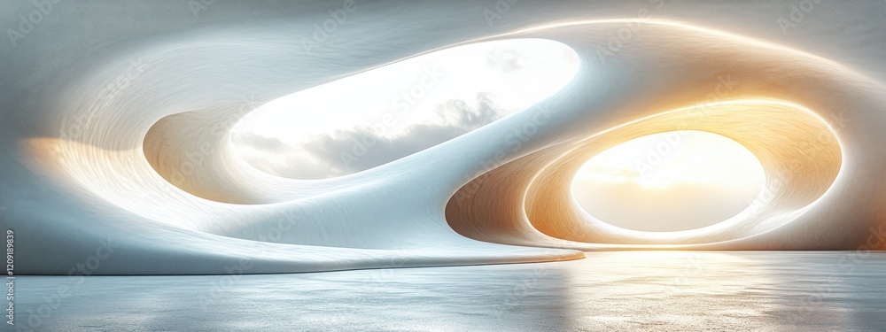 Leinwandbilder Minimalist Abstract Design with Dynamic Curved Lines and Soft Lighting in Modern Architecture