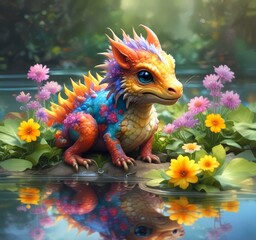 Fototapeta premium Illustration of adorable baby dragon.