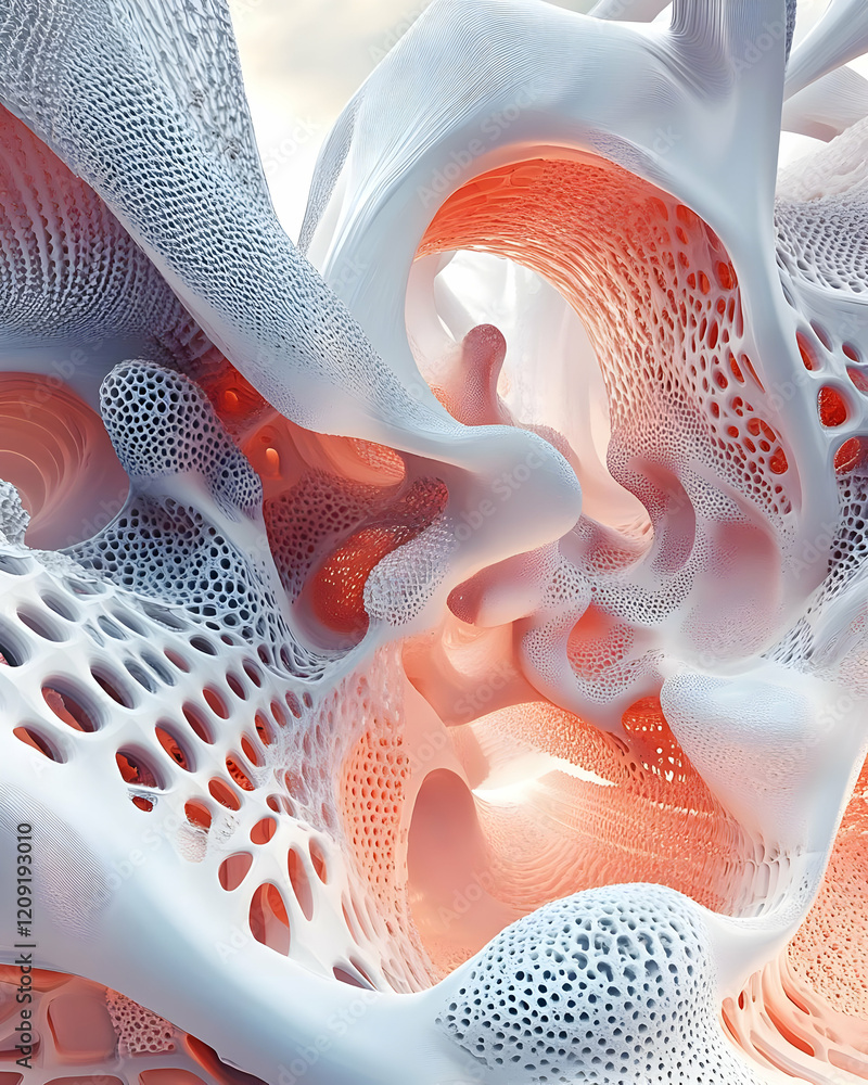 Fototapete abstract organic structures with intricate patterns and soft lighting.