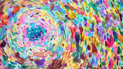 abstract spiritual colorful spiral wave artwork imagination colour background art watercolor painting illustration design hand drawing on paper holistic art therapy healing mind mental soul health