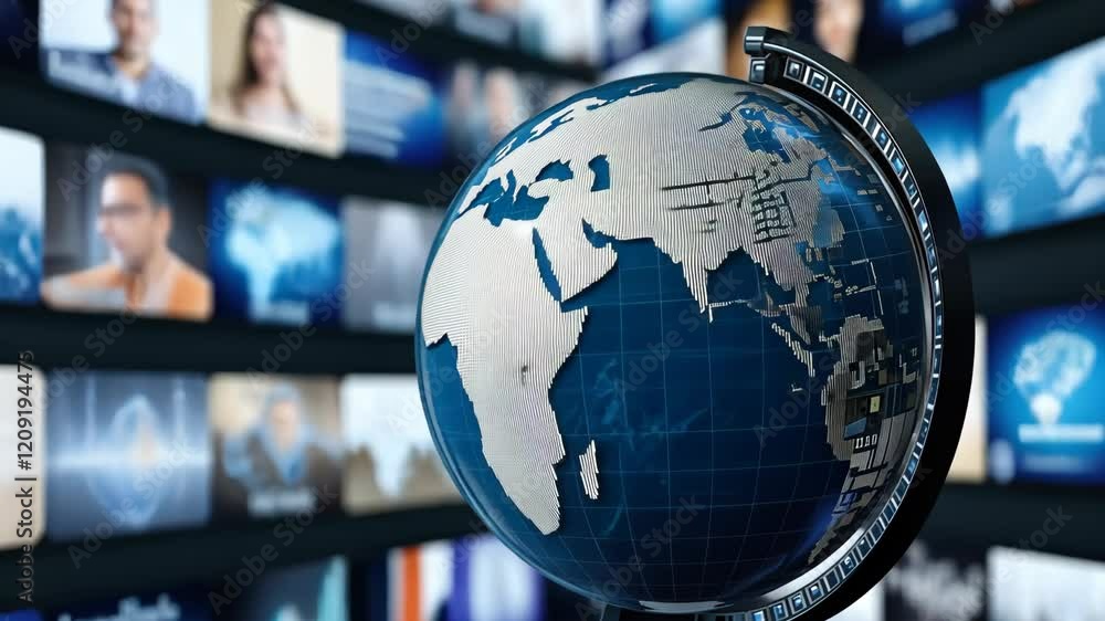 Poster a dynamic representation of the world highlighting the impact of technology on global communication 