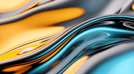 A digital illustration of abstract art featuring swirling lines and shapes in shades of blue, orange, and black.